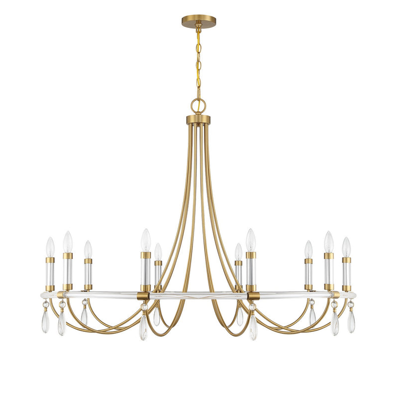 Ten Light Chandelier<br /><span style="color:#4AB0CE;">Entrega: 4-10 dias en USA</span><br /><span style="color:#4AB0CE;font-size:60%;">PREGUNTE POR ENTREGA EN PANAMA</span><br />Collection: Mayfair<br />Finish: Warm Brass and Chrome