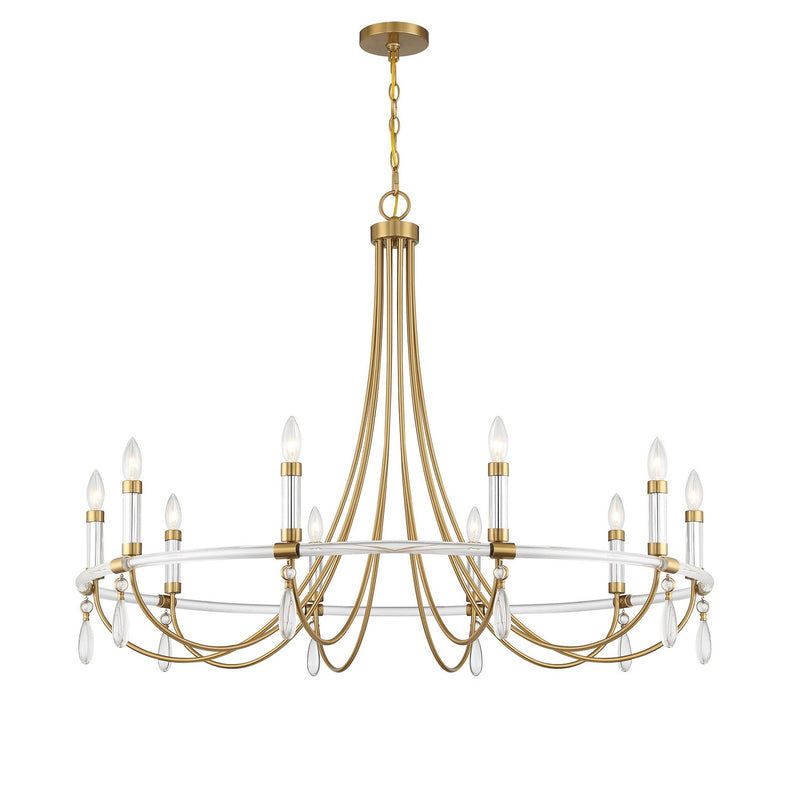 Ten Light Chandelier<br /><span style="color:#4AB0CE;">Entrega: 4-10 dias en USA</span><br /><span style="color:#4AB0CE;font-size:60%;">PREGUNTE POR ENTREGA EN PANAMA</span><br />Collection: Mayfair<br />Finish: Warm Brass and Chrome