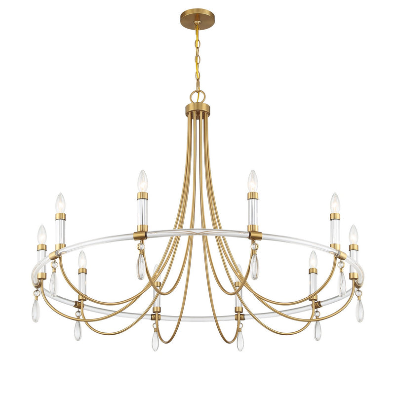 Ten Light Chandelier<br /><span style="color:#4AB0CE;">Entrega: 4-10 dias en USA</span><br /><span style="color:#4AB0CE;font-size:60%;">PREGUNTE POR ENTREGA EN PANAMA</span><br />Collection: Mayfair<br />Finish: Warm Brass and Chrome