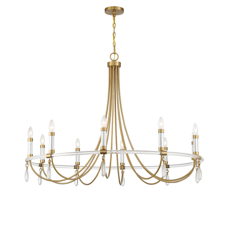 Ten Light Chandelier<br /><span style="color:#4AB0CE;">Entrega: 4-10 dias en USA</span><br /><span style="color:#4AB0CE;font-size:60%;">PREGUNTE POR ENTREGA EN PANAMA</span><br />Collection: Mayfair<br />Finish: Warm Brass and Chrome