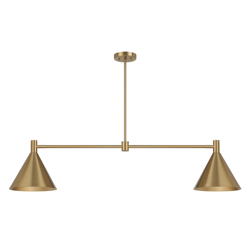 Two Light Linear Chandelier<br /><span style="color:#4AB0CE;">Entrega: 4-10 dias en USA</span><br /><span style="color:#4AB0CE;font-size:60%;">PREGUNTE POR ENTREGA EN PANAMA</span><br />Collection: Pharos<br />Finish: Noble Brass