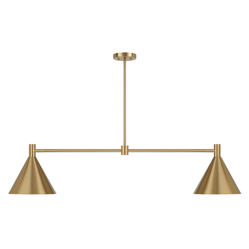 Two Light Linear Chandelier<br /><span style="color:#4AB0CE;">Entrega: 4-10 dias en USA</span><br /><span style="color:#4AB0CE;font-size:60%;">PREGUNTE POR ENTREGA EN PANAMA</span><br />Collection: Pharos<br />Finish: Noble Brass