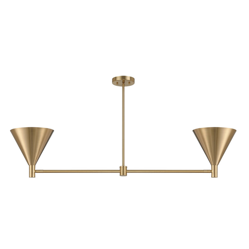 Two Light Linear Chandelier<br /><span style="color:#4AB0CE;">Entrega: 4-10 dias en USA</span><br /><span style="color:#4AB0CE;font-size:60%;">PREGUNTE POR ENTREGA EN PANAMA</span><br />Collection: Pharos<br />Finish: Noble Brass