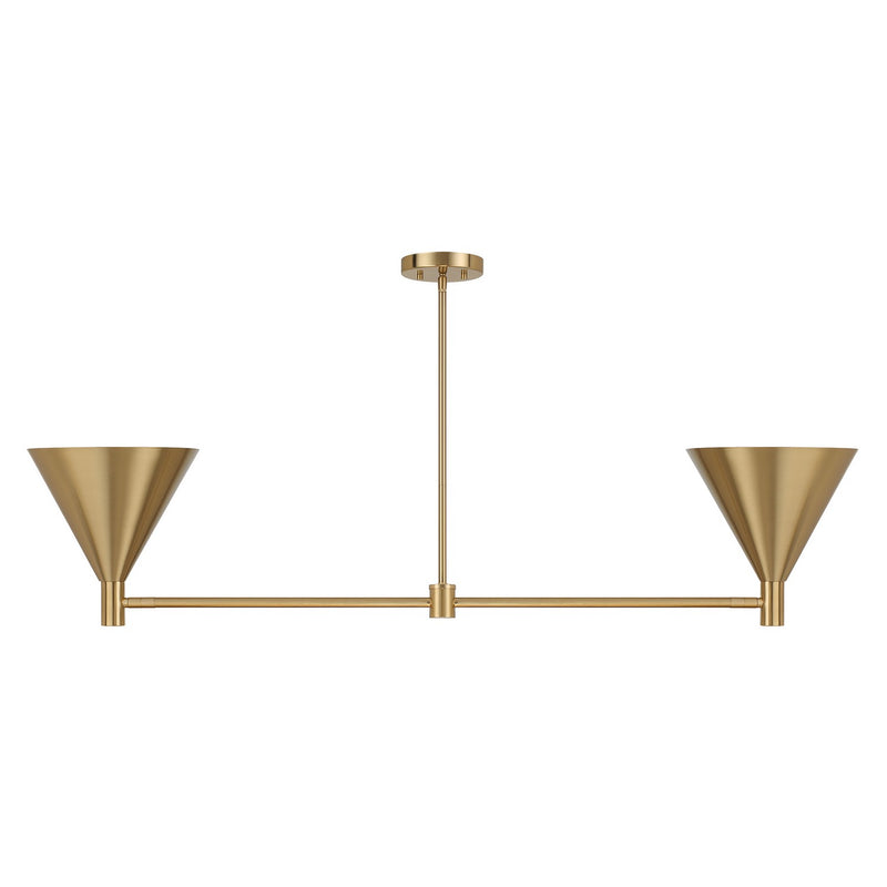 Two Light Linear Chandelier<br /><span style="color:#4AB0CE;">Entrega: 4-10 dias en USA</span><br /><span style="color:#4AB0CE;font-size:60%;">PREGUNTE POR ENTREGA EN PANAMA</span><br />Collection: Pharos<br />Finish: Noble Brass