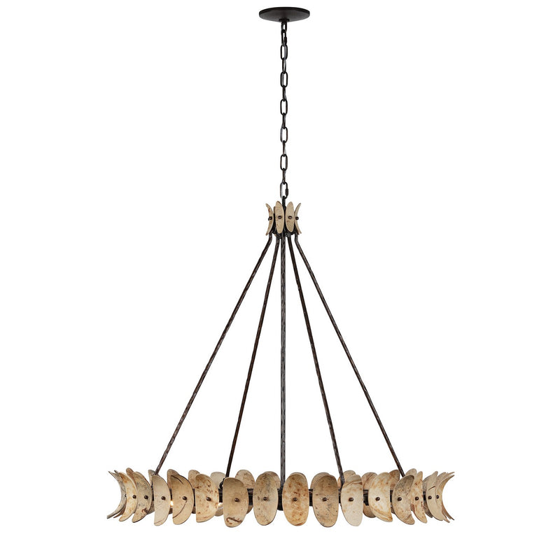 Eight Light Chandelier<br /><span style="color:#4AB0CE;">Entrega: 4-5 semanas en USA</span><br /><span style="color:#4AB0CE;font-size:60%;">PREGUNTE POR ENTREGA EN PANAMA</span><br />Collection: Monarch<br />Finish: Champagne Mist with Coconut Shell