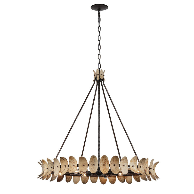 Eight Light Chandelier<br /><span style="color:#4AB0CE;">Entrega: 4-5 semanas en USA</span><br /><span style="color:#4AB0CE;font-size:60%;">PREGUNTE POR ENTREGA EN PANAMA</span><br />Collection: Monarch<br />Finish: Champagne Mist with Coconut Shell