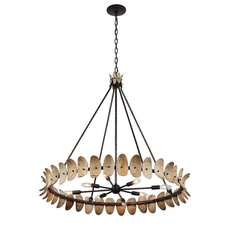 Eight Light Chandelier<br /><span style="color:#4AB0CE;">Entrega: 4-5 semanas en USA</span><br /><span style="color:#4AB0CE;font-size:60%;">PREGUNTE POR ENTREGA EN PANAMA</span><br />Collection: Monarch<br />Finish: Champagne Mist with Coconut Shell