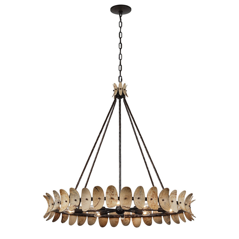 Eight Light Chandelier<br /><span style="color:#4AB0CE;">Entrega: 4-5 semanas en USA</span><br /><span style="color:#4AB0CE;font-size:60%;">PREGUNTE POR ENTREGA EN PANAMA</span><br />Collection: Monarch<br />Finish: Champagne Mist with Coconut Shell