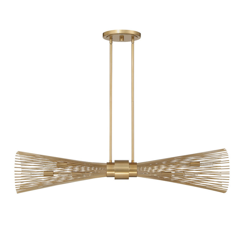 Six Light Linear Chandelier<br /><span style="color:#4AB0CE;">Entrega: 4-10 dias en USA</span><br /><span style="color:#4AB0CE;font-size:60%;">PREGUNTE POR ENTREGA EN PANAMA</span><br />Collection: Longfellow<br />Finish: Burnished Brass