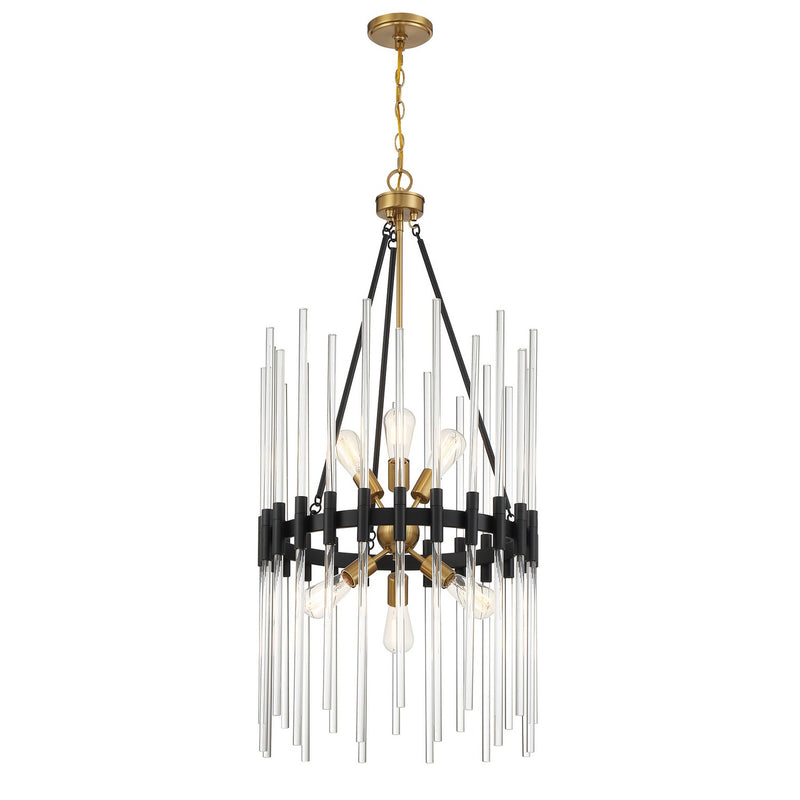 Savoy House - 3-1936-6-143 - Six Light Pendant - Santiago - Matte Black with Warm Brass