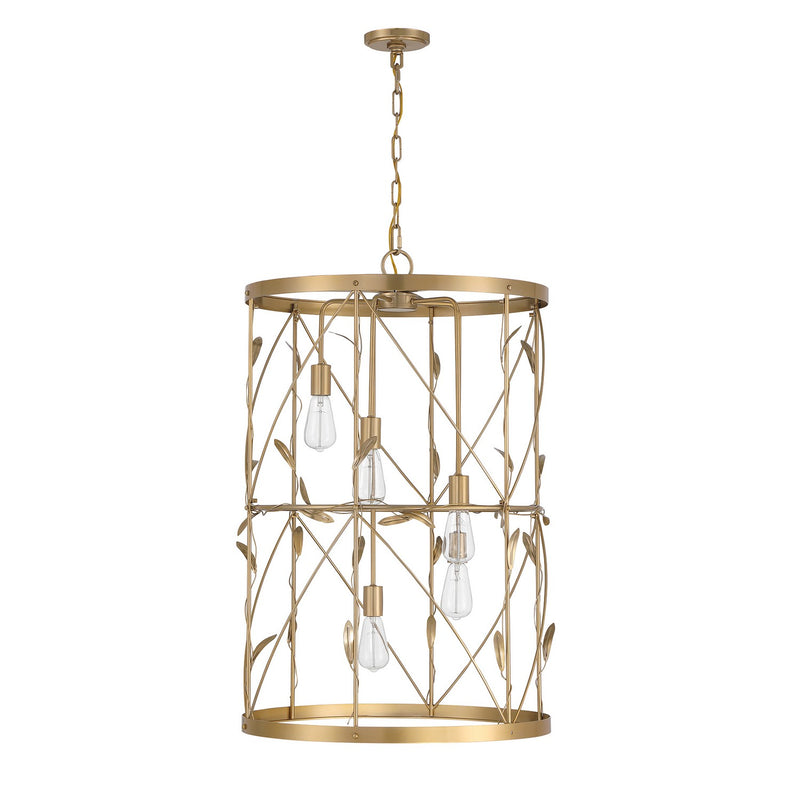 Five Light Pendant<br /><span style="color:#4AB0CE;">Entrega: 4-10 dias en USA</span><br /><span style="color:#4AB0CE;font-size:60%;">PREGUNTE POR ENTREGA EN PANAMA</span><br />Collection: Lexington<br />Finish: Burnished Brass