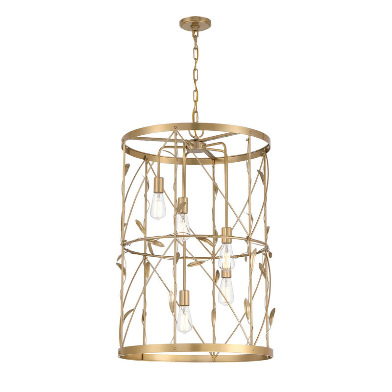 Five Light Pendant<br /><span style="color:#4AB0CE;">Entrega: 4-10 dias en USA</span><br /><span style="color:#4AB0CE;font-size:60%;">PREGUNTE POR ENTREGA EN PANAMA</span><br />Collection: Lexington<br />Finish: Burnished Brass