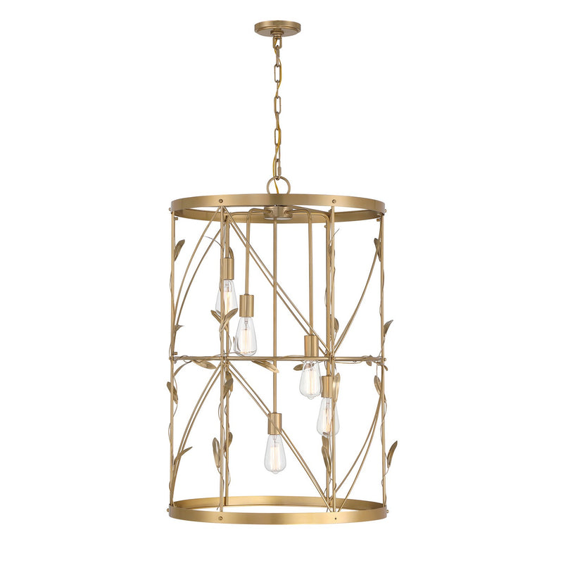 Five Light Pendant<br /><span style="color:#4AB0CE;">Entrega: 4-10 dias en USA</span><br /><span style="color:#4AB0CE;font-size:60%;">PREGUNTE POR ENTREGA EN PANAMA</span><br />Collection: Lexington<br />Finish: Burnished Brass