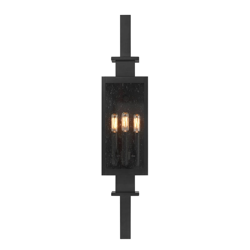 Three Light Outdoor Wall Lantern<br /><span style="color:#4AB0CE;">Entrega: 4-10 dias en USA</span><br /><span style="color:#4AB0CE;font-size:60%;">PREGUNTE POR ENTREGA EN PANAMA</span><br />Collection: Ascott<br />Finish: Matte Black