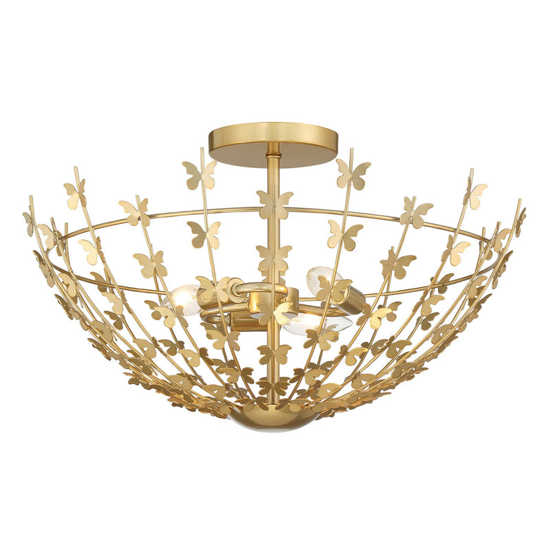 Three Light Semi-Flush Mount<br /><span style="color:#4AB0CE;">Entrega: 2-3 semanas en USA</span><br /><span style="color:#4AB0CE;font-size:60%;">PREGUNTE POR ENTREGA EN PANAMA</span><br />Collection: Birch<br />Finish: Burnished Brass