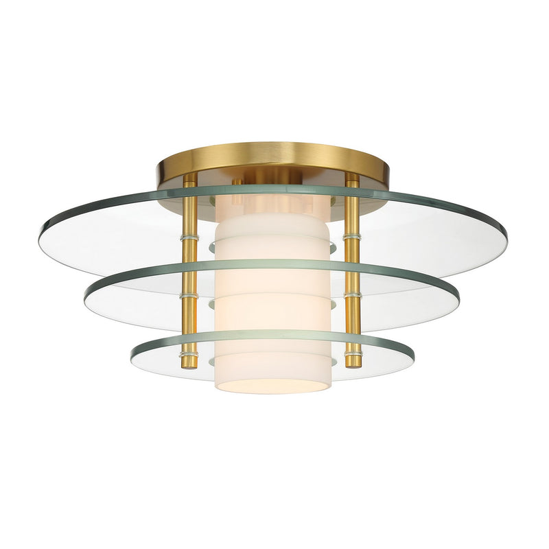 One Light Semi-Flush Mount<br /><span style="color:#4AB0CE;">Entrega: 4-10 dias en USA</span><br /><span style="color:#4AB0CE;font-size:60%;">PREGUNTE POR ENTREGA EN PANAMA</span><br />Collection: Newell<br />Finish: Warm Brass