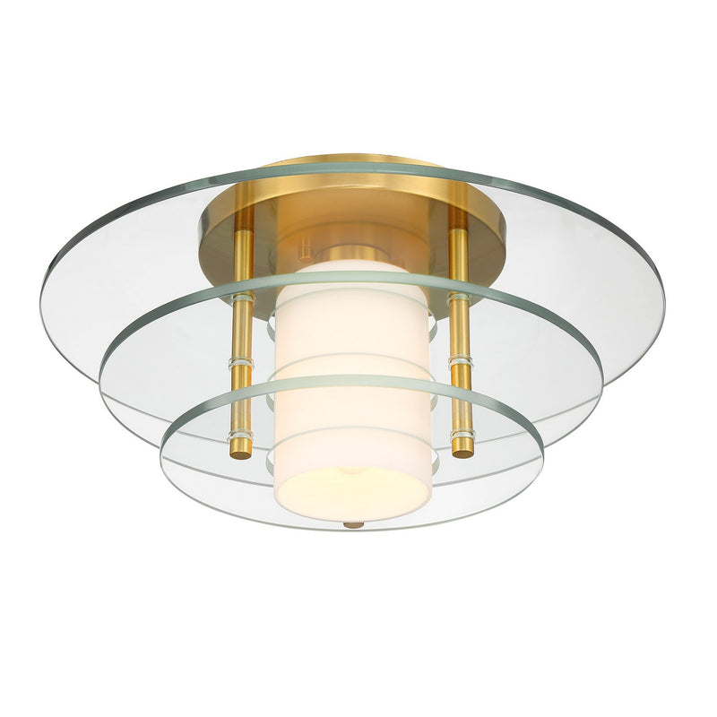 One Light Semi-Flush Mount<br /><span style="color:#4AB0CE;">Entrega: 4-10 dias en USA</span><br /><span style="color:#4AB0CE;font-size:60%;">PREGUNTE POR ENTREGA EN PANAMA</span><br />Collection: Newell<br />Finish: Warm Brass