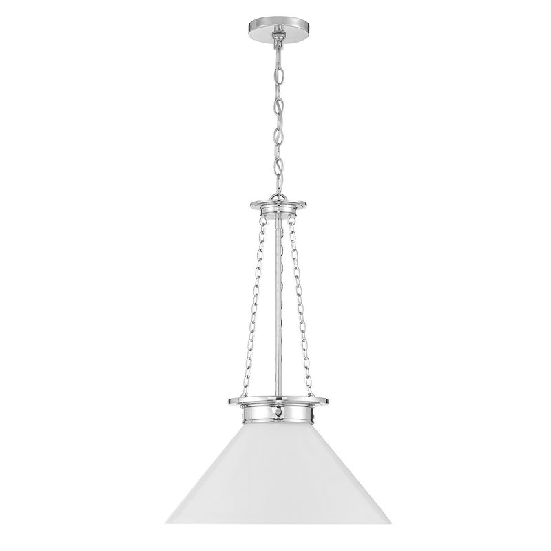 One Light Pendant<br /><span style="color:#4AB0CE;">Entrega: 4-10 dias en USA</span><br /><span style="color:#4AB0CE;font-size:60%;">PREGUNTE POR ENTREGA EN PANAMA</span><br />Collection: Myers<br />Finish: Polished Nickel