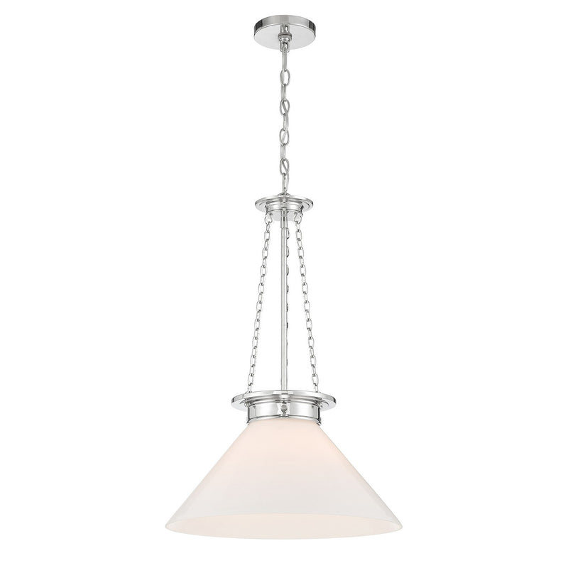 One Light Pendant<br /><span style="color:#4AB0CE;">Entrega: 4-10 dias en USA</span><br /><span style="color:#4AB0CE;font-size:60%;">PREGUNTE POR ENTREGA EN PANAMA</span><br />Collection: Myers<br />Finish: Polished Nickel