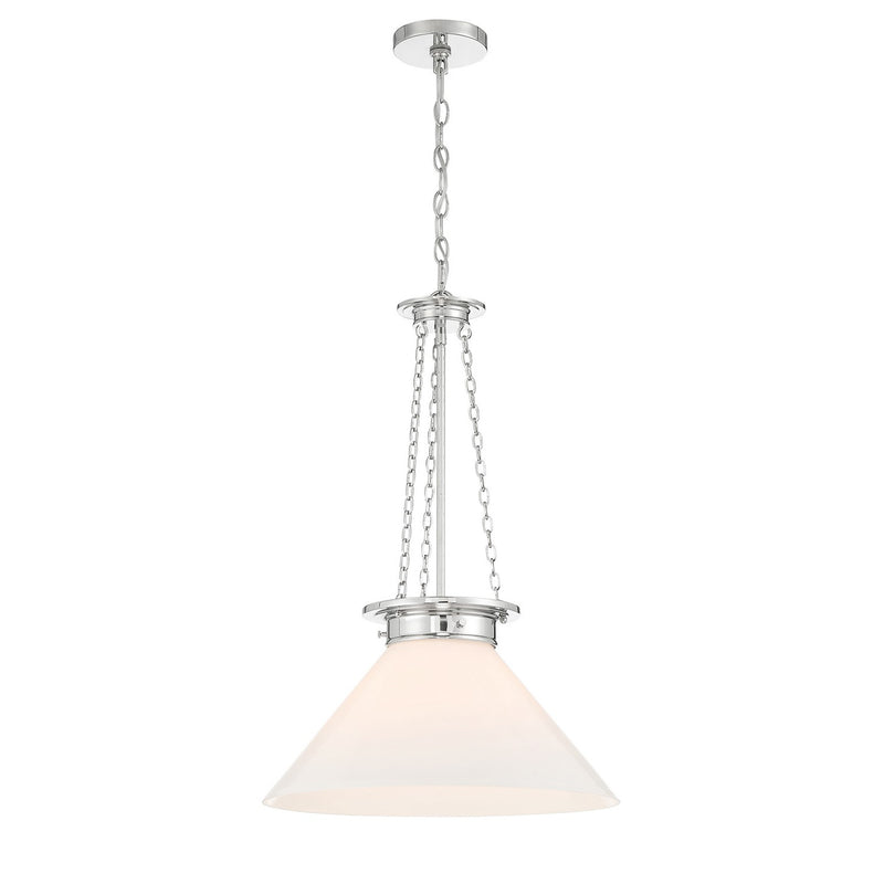 One Light Pendant<br /><span style="color:#4AB0CE;">Entrega: 4-10 dias en USA</span><br /><span style="color:#4AB0CE;font-size:60%;">PREGUNTE POR ENTREGA EN PANAMA</span><br />Collection: Myers<br />Finish: Polished Nickel