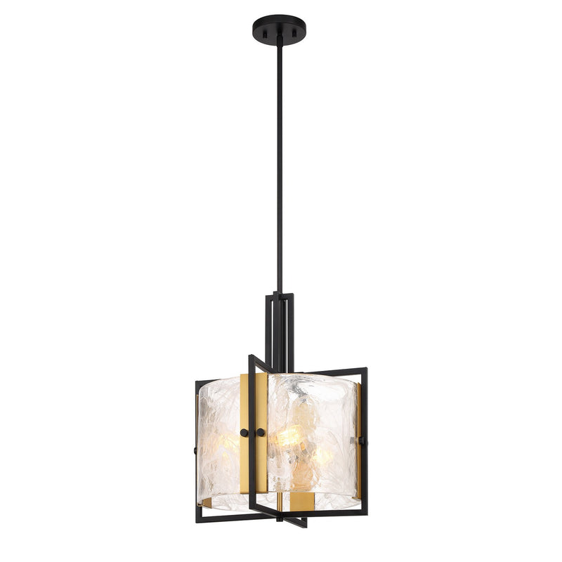 Three Light Pendant<br /><span style="color:#4AB0CE;">Entrega: 3-4 semanas en USA</span><br /><span style="color:#4AB0CE;font-size:60%;">PREGUNTE POR ENTREGA EN PANAMA</span><br />Collection: Hayward<br />Finish: Matte Black with Warm Brass Accents