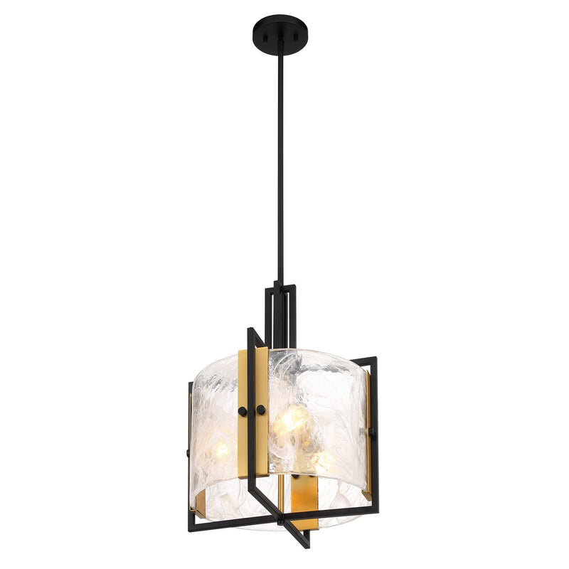 Three Light Pendant<br /><span style="color:#4AB0CE;">Entrega: 3-4 semanas en USA</span><br /><span style="color:#4AB0CE;font-size:60%;">PREGUNTE POR ENTREGA EN PANAMA</span><br />Collection: Hayward<br />Finish: Matte Black with Warm Brass Accents