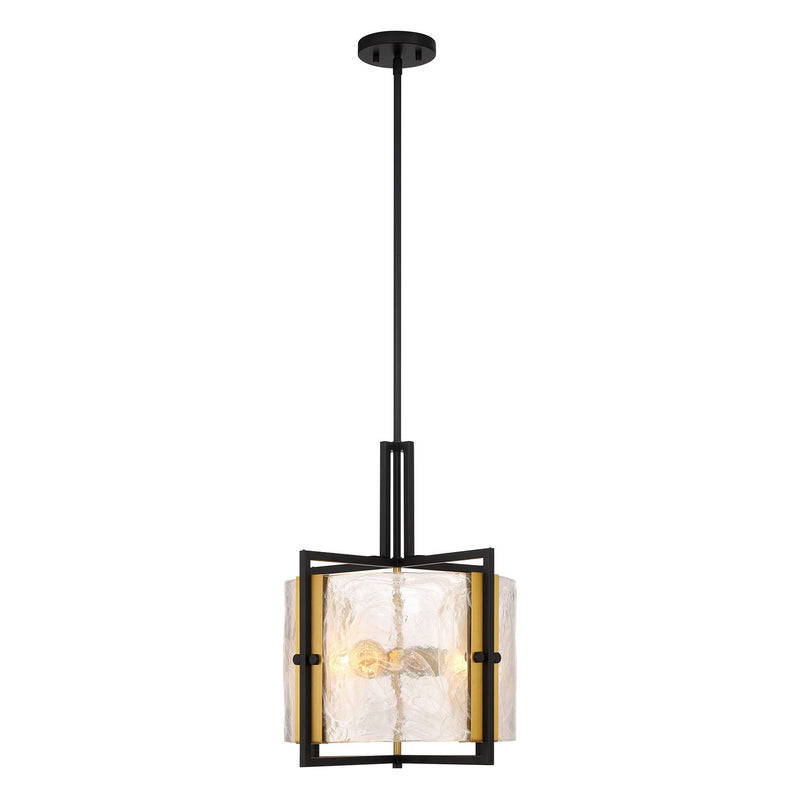 Three Light Pendant<br /><span style="color:#4AB0CE;">Entrega: 3-4 semanas en USA</span><br /><span style="color:#4AB0CE;font-size:60%;">PREGUNTE POR ENTREGA EN PANAMA</span><br />Collection: Hayward<br />Finish: Matte Black with Warm Brass Accents