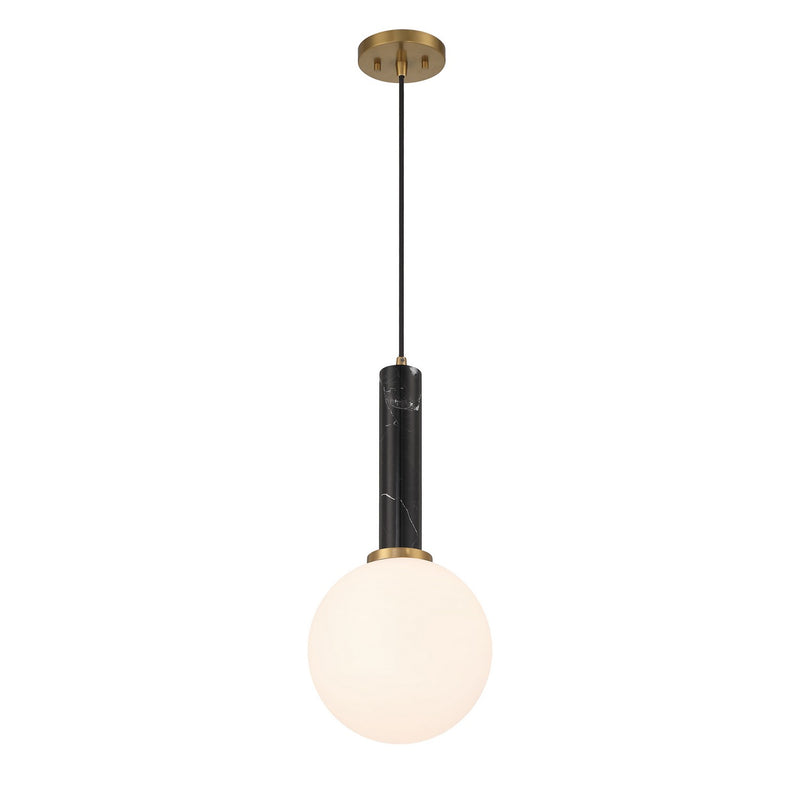 One Light Pendant<br /><span style="color:#4AB0CE;">Entrega: 4-10 dias en USA</span><br /><span style="color:#4AB0CE;font-size:60%;">PREGUNTE POR ENTREGA EN PANAMA</span><br />Collection: Callaway<br />Finish: Black Marble with Warm Brass