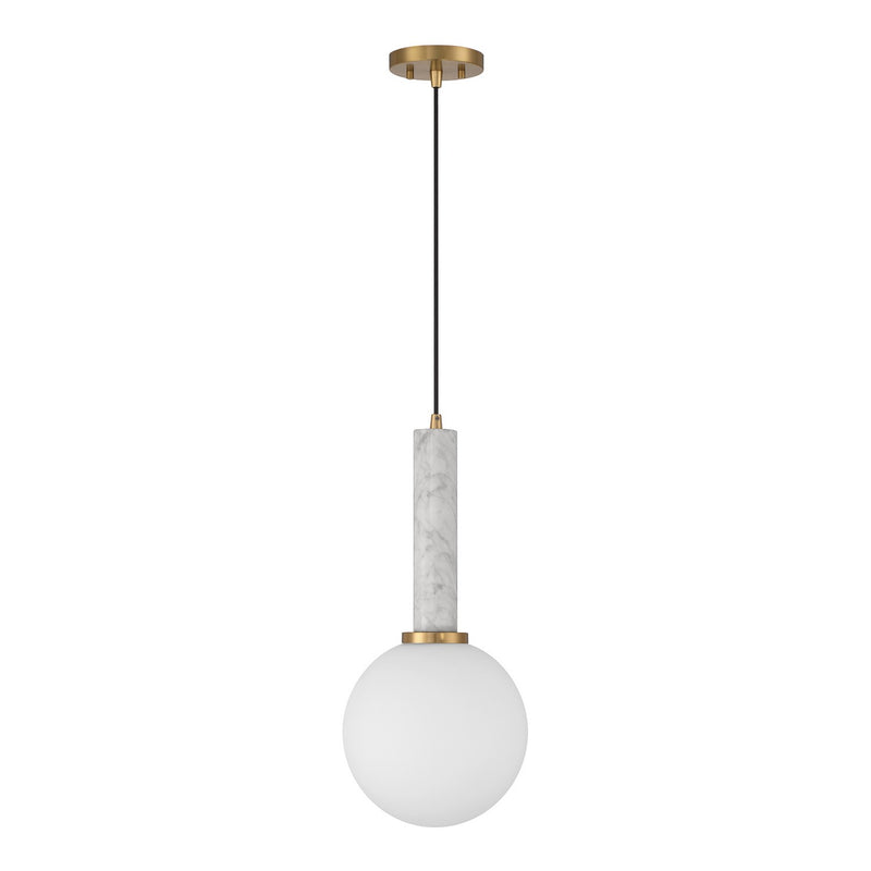 One Light Pendant<br /><span style="color:#4AB0CE;">Entrega: 4-10 dias en USA</span><br /><span style="color:#4AB0CE;font-size:60%;">PREGUNTE POR ENTREGA EN PANAMA</span><br />Collection: Callaway<br />Finish: White Marble with Warm Brass