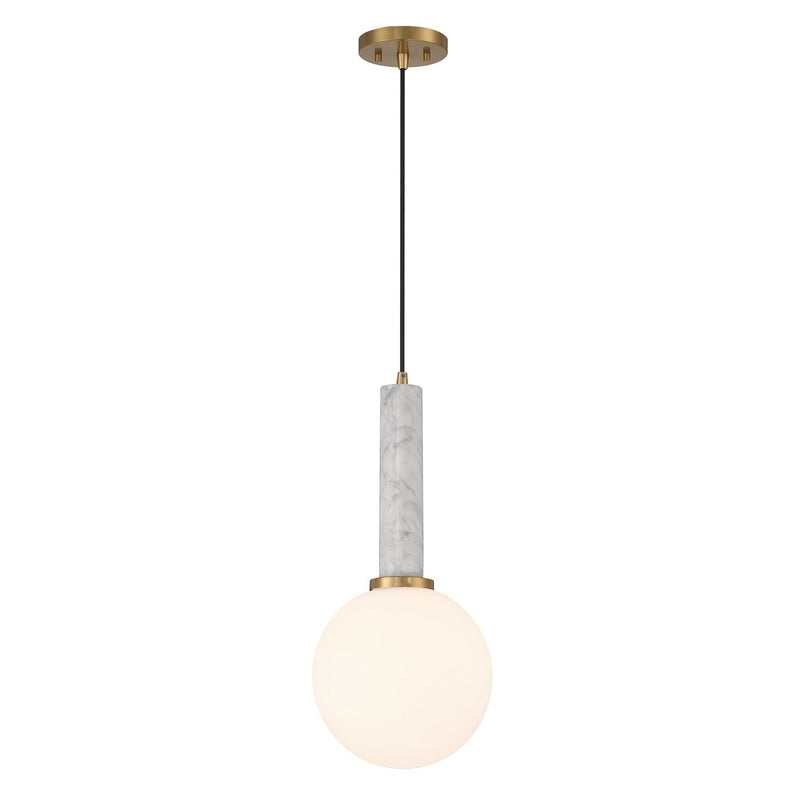 One Light Pendant<br /><span style="color:#4AB0CE;">Entrega: 4-10 dias en USA</span><br /><span style="color:#4AB0CE;font-size:60%;">PREGUNTE POR ENTREGA EN PANAMA</span><br />Collection: Callaway<br />Finish: White Marble with Warm Brass