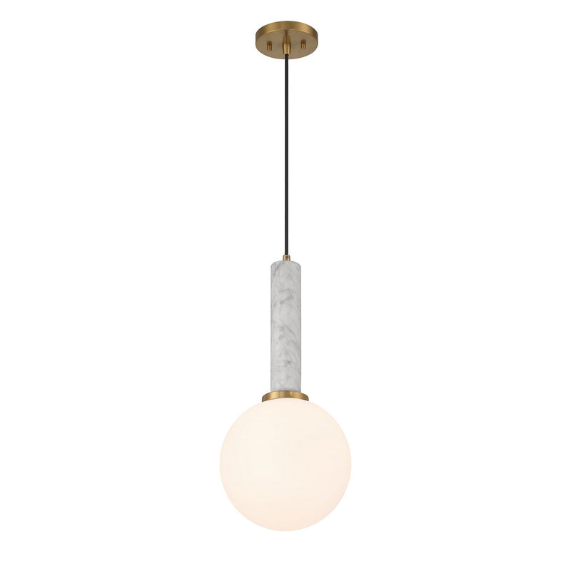 One Light Pendant<br /><span style="color:#4AB0CE;">Entrega: 4-10 dias en USA</span><br /><span style="color:#4AB0CE;font-size:60%;">PREGUNTE POR ENTREGA EN PANAMA</span><br />Collection: Callaway<br />Finish: White Marble with Warm Brass