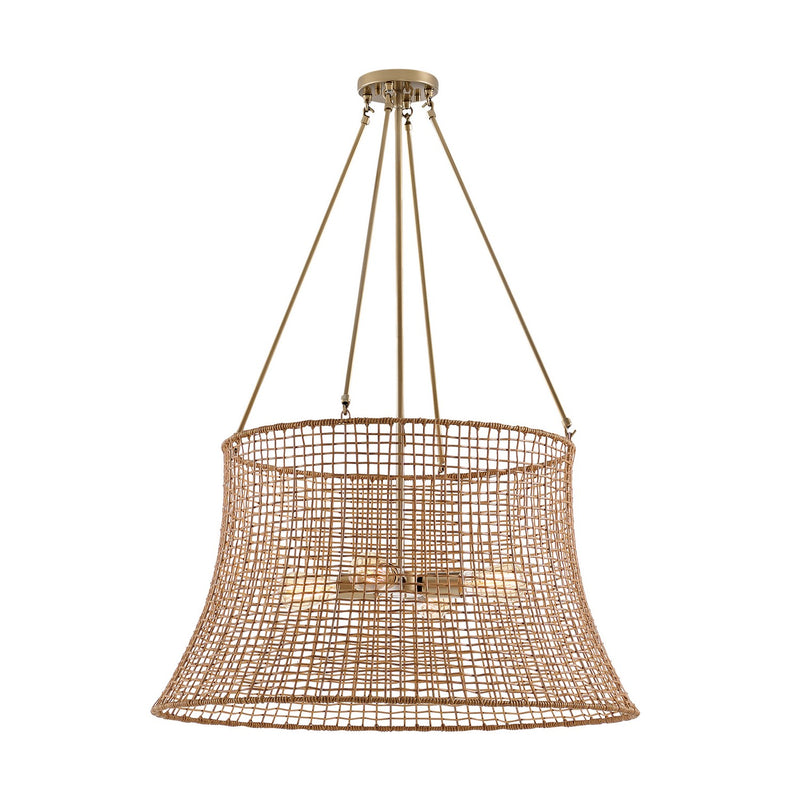 Four Light Outdoor Chandelier<br /><span style="color:#4AB0CE;">Entrega: 4-10 dias en USA</span><br /><span style="color:#4AB0CE;font-size:60%;">PREGUNTE POR ENTREGA EN PANAMA</span><br />Collection: Longleaf<br />Finish: Burnished Brass