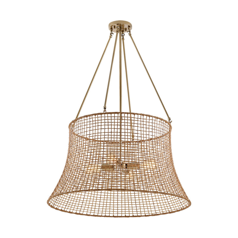 Four Light Outdoor Chandelier<br /><span style="color:#4AB0CE;">Entrega: 4-10 dias en USA</span><br /><span style="color:#4AB0CE;font-size:60%;">PREGUNTE POR ENTREGA EN PANAMA</span><br />Collection: Longleaf<br />Finish: Burnished Brass