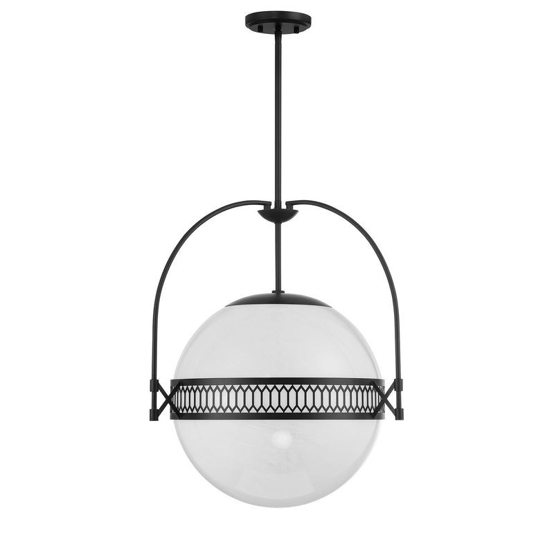 Three Light Pendant<br /><span style="color:#4AB0CE;">Entrega: 4-10 dias en USA</span><br /><span style="color:#4AB0CE;font-size:60%;">PREGUNTE POR ENTREGA EN PANAMA</span><br />Collection: Thornhill<br />Finish: Matte Black