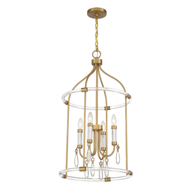 Four Light Pendant<br /><span style="color:#4AB0CE;">Entrega: 4-10 dias en USA</span><br /><span style="color:#4AB0CE;font-size:60%;">PREGUNTE POR ENTREGA EN PANAMA</span><br />Collection: Mayfair<br />Finish: Warm Brass and Chrome