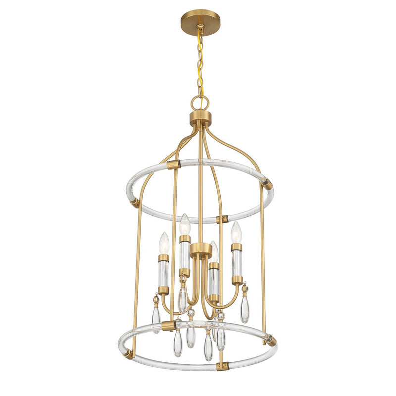 Four Light Pendant<br /><span style="color:#4AB0CE;">Entrega: 4-10 dias en USA</span><br /><span style="color:#4AB0CE;font-size:60%;">PREGUNTE POR ENTREGA EN PANAMA</span><br />Collection: Mayfair<br />Finish: Warm Brass and Chrome