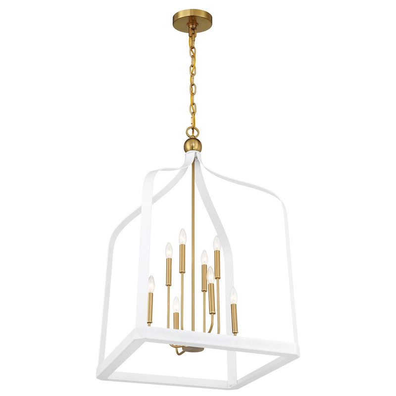 Eight Light Pendant<br /><span style="color:#4AB0CE;">Entrega: 4-10 dias en USA</span><br /><span style="color:#4AB0CE;font-size:60%;">PREGUNTE POR ENTREGA EN PANAMA</span><br />Collection: Sheffield<br />Finish: White with Warm Brass Accents