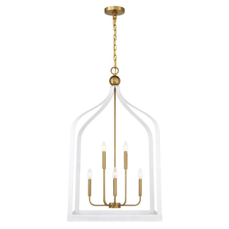 Savoy House - 7-7800-8-142 - Eight Light Pendant - Sheffield - White with Warm Brass