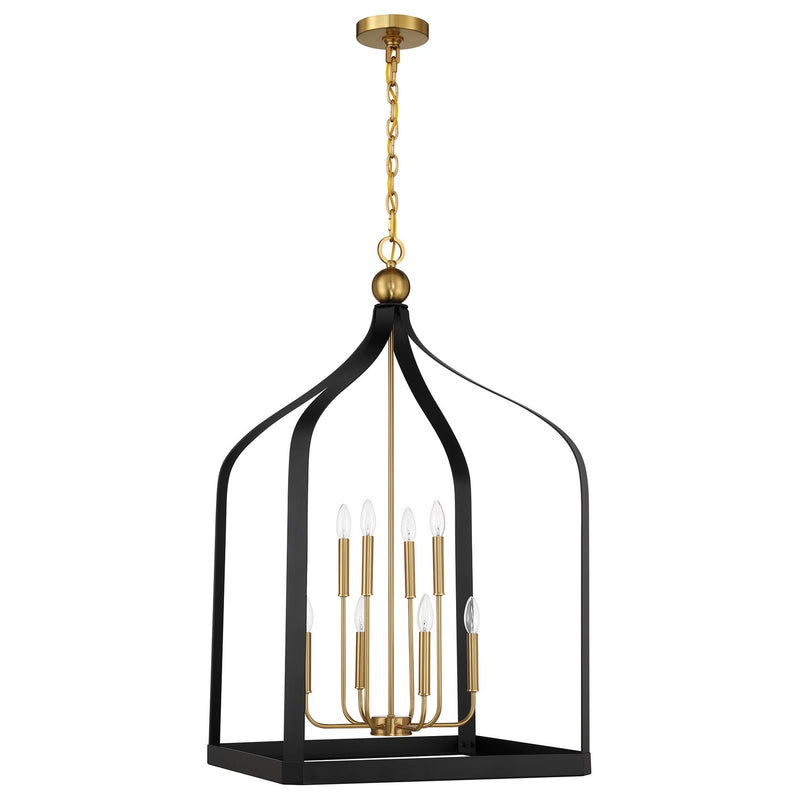 Eight Light Pendant<br /><span style="color:#4AB0CE;">Entrega: 4-10 dias en USA</span><br /><span style="color:#4AB0CE;font-size:60%;">PREGUNTE POR ENTREGA EN PANAMA</span><br />Collection: Sheffield<br />Finish: Matte Black with Warm Brass Accents