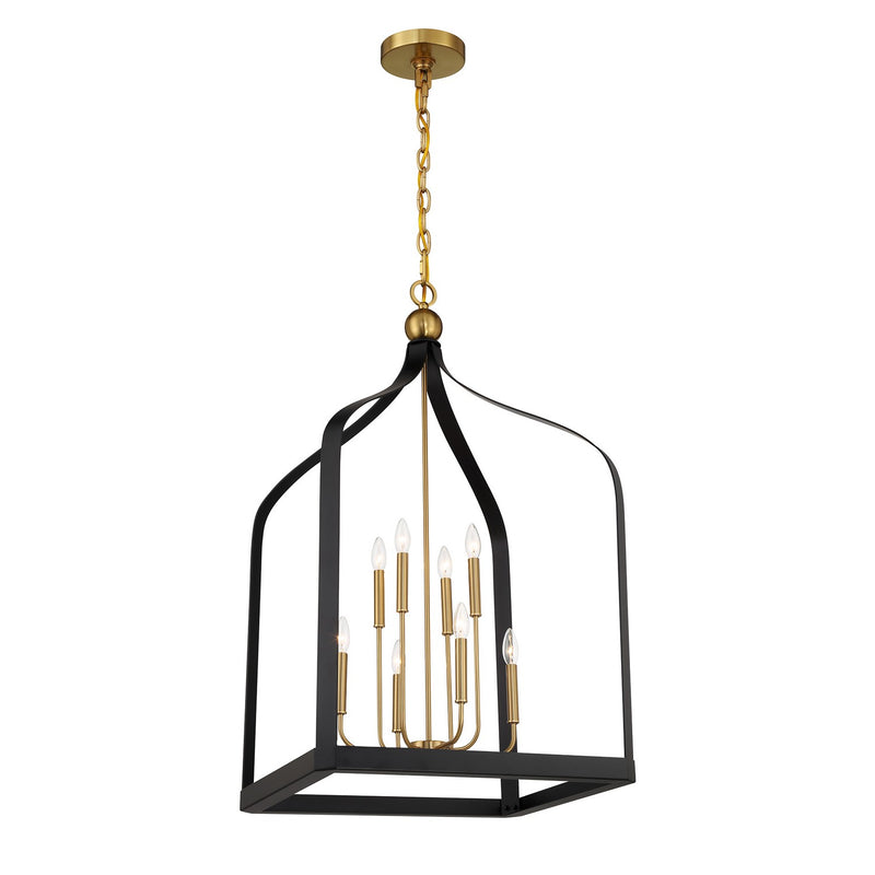 Eight Light Pendant<br /><span style="color:#4AB0CE;">Entrega: 4-10 dias en USA</span><br /><span style="color:#4AB0CE;font-size:60%;">PREGUNTE POR ENTREGA EN PANAMA</span><br />Collection: Sheffield<br />Finish: Matte Black with Warm Brass Accents