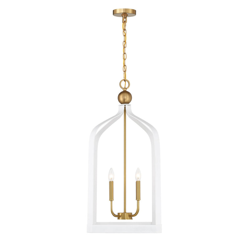 Four Light Pendant<br /><span style="color:#4AB0CE;">Entrega: 4-10 dias en USA</span><br /><span style="color:#4AB0CE;font-size:60%;">PREGUNTE POR ENTREGA EN PANAMA</span><br />Collection: Sheffield<br />Finish: White with Warm Brass Accents