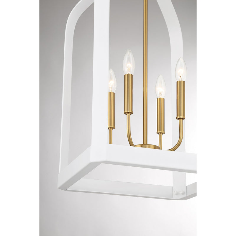 Savoy House - 7-7802-4-142 - Four Light Pendant - Sheffield - White with Warm Brass