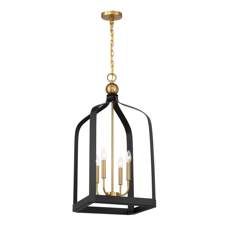 Four Light Pendant<br /><span style="color:#4AB0CE;">Entrega: 4-10 dias en USA</span><br /><span style="color:#4AB0CE;font-size:60%;">PREGUNTE POR ENTREGA EN PANAMA</span><br />Collection: Sheffield<br />Finish: Matte Black with Warm Brass Accents