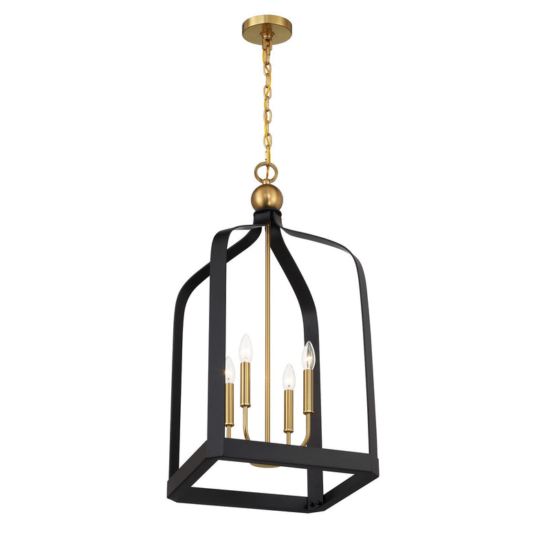 Four Light Pendant<br /><span style="color:#4AB0CE;">Entrega: 4-10 dias en USA</span><br /><span style="color:#4AB0CE;font-size:60%;">PREGUNTE POR ENTREGA EN PANAMA</span><br />Collection: Sheffield<br />Finish: Matte Black with Warm Brass Accents