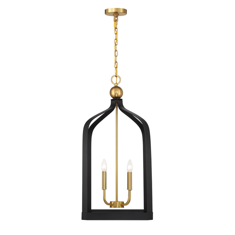 Four Light Pendant<br /><span style="color:#4AB0CE;">Entrega: 4-10 dias en USA</span><br /><span style="color:#4AB0CE;font-size:60%;">PREGUNTE POR ENTREGA EN PANAMA</span><br />Collection: Sheffield<br />Finish: Matte Black with Warm Brass Accents