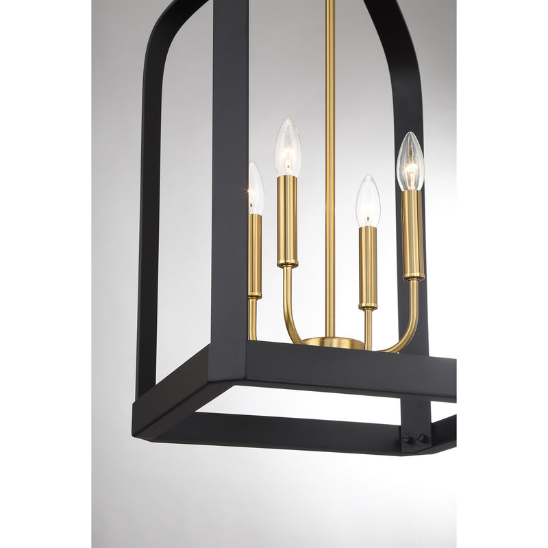 Savoy House - 7-7802-4-143 - Four Light Pendant - Sheffield - Matte Black with Warm Brass Accents