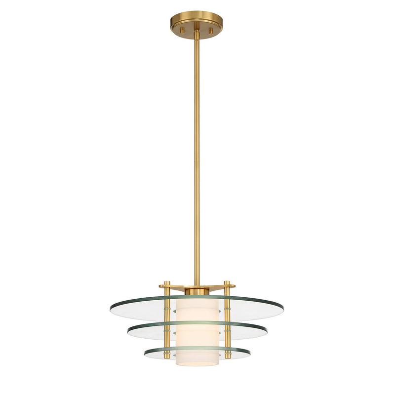 One Light Pendant<br /><span style="color:#4AB0CE;">Entrega: 4-10 dias en USA</span><br /><span style="color:#4AB0CE;font-size:60%;">PREGUNTE POR ENTREGA EN PANAMA</span><br />Collection: Newell<br />Finish: Warm Brass