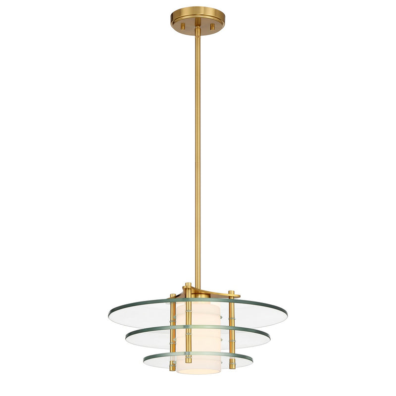 One Light Pendant<br /><span style="color:#4AB0CE;">Entrega: 4-10 dias en USA</span><br /><span style="color:#4AB0CE;font-size:60%;">PREGUNTE POR ENTREGA EN PANAMA</span><br />Collection: Newell<br />Finish: Warm Brass