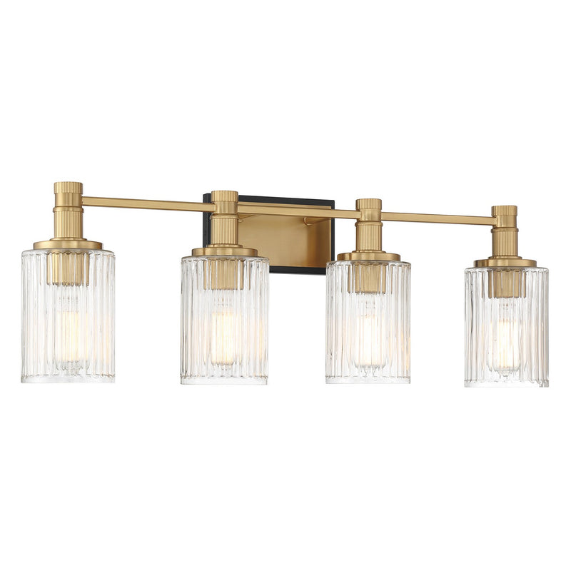 Four Light Bathroom Vanity<br /><span style="color:#4AB0CE;">Entrega: 4-10 dias en USA</span><br /><span style="color:#4AB0CE;font-size:60%;">PREGUNTE POR ENTREGA EN PANAMA</span><br />Collection: Concord<br />Finish: Matte Black with Warm Brass