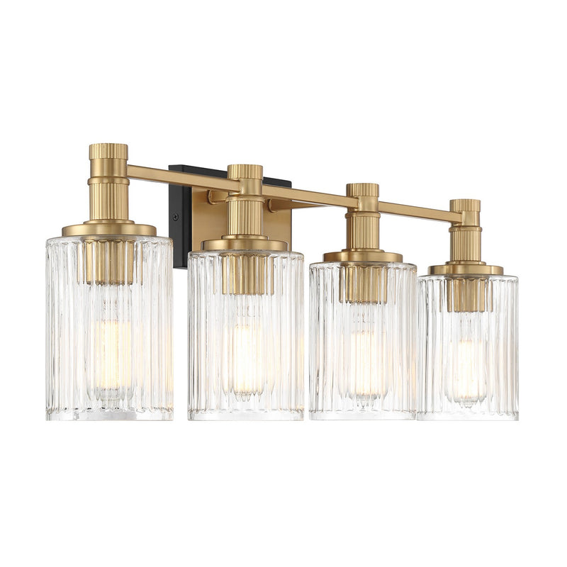 Four Light Bathroom Vanity<br /><span style="color:#4AB0CE;">Entrega: 4-10 dias en USA</span><br /><span style="color:#4AB0CE;font-size:60%;">PREGUNTE POR ENTREGA EN PANAMA</span><br />Collection: Concord<br />Finish: Matte Black with Warm Brass